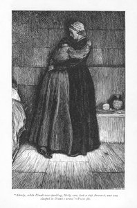 Hetty Sorrel, zum Tode verurteilt wegen Kindesmordes, wird im Gefängnis von ihrer methodistischen Prediger-Kusine Dinah Morris getröstet von William Small