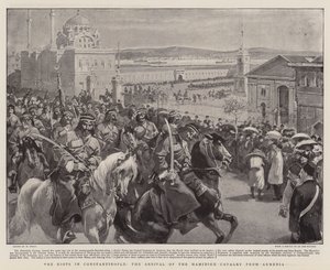 Die Unruhen in Konstantinopel, die Ankunft der Hamidieh-Kavallerie aus Armenien von William Small