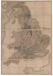 Darstellung der Schichten von England und Wales mit einem Teil von Schottland Die erste geologische Karte