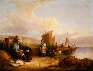 Küstenszene mit Fischern von William Snr. Shayer