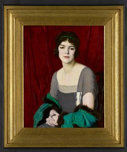 Der grüne Mantel, Porträt der Schauspielerin Miss Barbara Horder, 1918 von William Strang