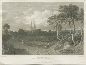 Lichfield Kathedrale - Westansicht von William Tombleson