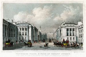 Waterloo Place und ein Teil der Regent Street, Westminster, London, 1828
