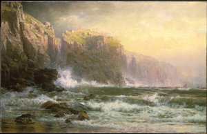 Die Liga lange Brecher donnern auf das Riff von William Trost Richards