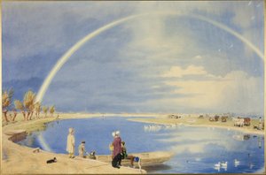 Ein Aprilregen: Ein Blick von der Binsey-Fähre bei Oxford, in Richtung Port Meadow und Godstow von Joseph Mallord William Turner