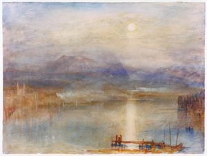 Mondschein über dem Vierwaldstättersee vor der Kulisse des