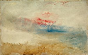 Roter Himmel über einem Strand