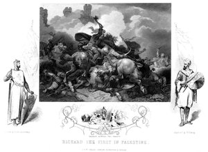 König Richard I 1157-119 bei der Schlacht von Jaffa, 1192