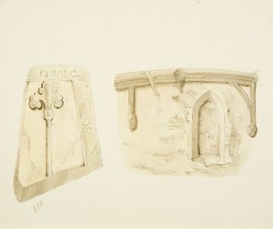Teil eines Grabes und Überreste eines Fensters in der St. James