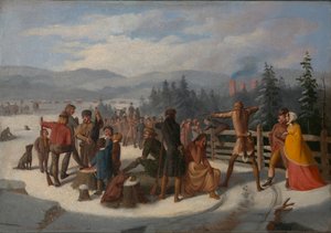 Szenen aus den Pionieren von Cooper, Deerslayer beim Schießwettbewerb