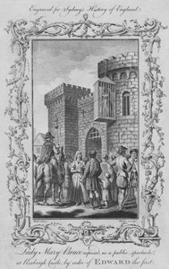 Lady Mary Bruce als öffentliches Spektakel auf der Burg Roxburgh, auf Befehl von Edward I, 1773