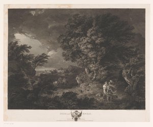 Stürmische Landschaft mit Dido und Aeneas von William Woollett