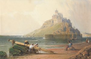 Ansicht von Mont St. Michel mit Figuren am Strand von William Wyld