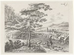 Landschaft mit einem Pilger und einem Hirten von William Young Ottley