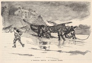 Eine Kohleskizze, aus The Century Magazine, November 1883 von Winslow Homer