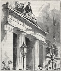 Abraham Lincoln, der gewählte Präsident, spricht zu den Menschen vom Balkon des Astor House, 9. Februar 1861 von Winslow Homer