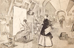 Kunststudenten und Kopisten in der Louvre-Galerie, Paris, 11. Januar 1868 von Winslow Homer