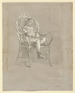 Kind in einem Korbstuhl sitzend von Winslow Homer