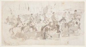 General McClellans sechstes Kavallerieregiment beim Einschiffen in Alexandria nach Old Point Comfort, 2. April 1862 von Winslow Homer