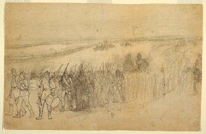 Zeichnung, Marschierende Infanteriekolonne, ca. 1862 von Winslow Homer
