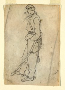 Soldat mit Schwert und Pfeife, 1862 von Winslow Homer