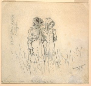 Zwei Mädchen auf einem Feld von Winslow Homer