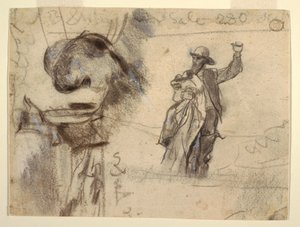 Zeichnung, Zwei Studien eines Matrosen mit erhobenem Arm (Studien für Der Ausguck - Alles in Ordnung und Das Wrack) von Winslow Homer