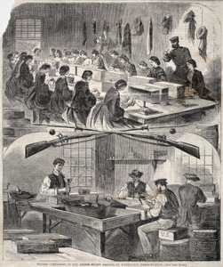 Patronenfüllung im Arsenal der Vereinigten Staaten, in Watertown, Massachusetts von Winslow Homer