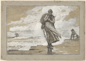 Fischerin mit Netz von Winslow Homer