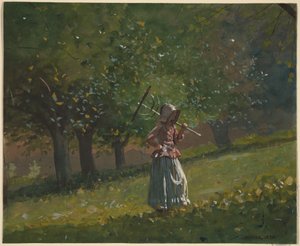 Mädchen mit Heuharke von Winslow Homer