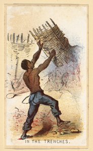 In den Schützengräben aus einer Serie von Sammlerkarten namens Life in Camp, veröffentlicht 1864 (Farblithografie)