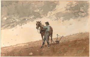 Mann mit Pflugpferd von Winslow Homer