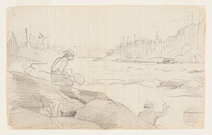 Männer beim Angeln mit Rute und Netz von Winslow Homer