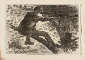Die Armee des Potomac, ein Scharfschütze auf Wachposten, veröffentlicht in Harper