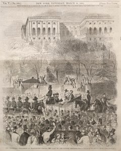 Der Einweihungszug in Washington passiert das Tor des Kapitolgeländes, 1861 von Winslow Homer