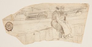 Zwei Frauen sitzen auf einer Meeresmauer, Cullercoats, England von Winslow Homer