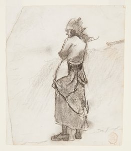 Frau schaut aufs Meer, Cullercoats, England von Winslow Homer