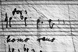 Partitur von Mozarts Requiem, letzte Noten, die er schrieb