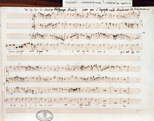 Notenblatt von Querite primum regnum Dei von Mozart zur Erlangung des Titels Accademico filarmonico (1770)