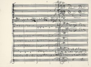 Wolfgang Amadeus Mozart (1756-1791) österreichischer Komponist. Autograph des Schlusses der Feuermusik und des Beginns des Duetts Paminas und Taminos (Wir wandelten durch Feuers Gluten) aus der Zauberflöte. 1791 von Wolfgang Amadeus Mozart