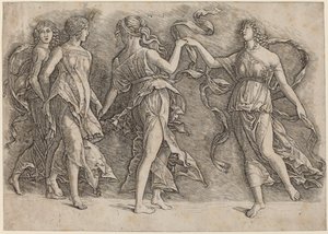 Vier tanzende Musen von Workshop of Andrea Mantegna