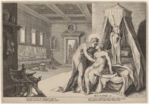 Apollo missbraucht Leucothoe von Workshop of Hendrick Goltzius, after Hendrick Goltzius