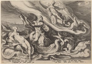 Juno beklagt sich bei Okeanos und Tethys über Kallisto von Workshop of Hendrick Goltzius, after Hendrick Goltzius
