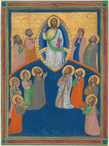 Christus in Majestät mit zwölf Aposteln von Workshop of Pacino di Bonaguida