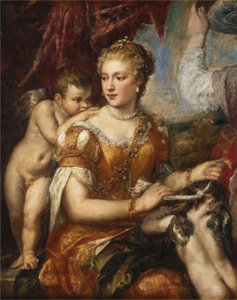 Venus verbindet Amor die Augen