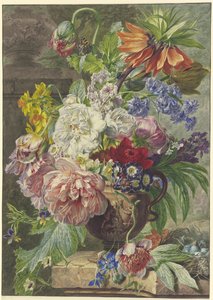 Stillleben mit Blumenstrauß und Vogelnest von Wybrand Hendriks