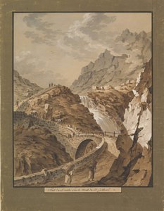 Teufelsbrücke in Richtung Gotthardmassiv in der Schweiz von Xaver Triner