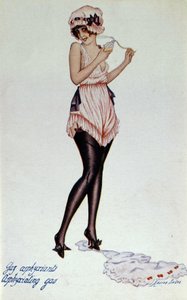 Modellkorsett um 1830 und Tür - Strumpfband. Von Xavier Sager (1870-1930) In „Das Korsett in Kunst und Moral vom 18. bis zum 19.“ von F. Libron und H. Clouzot