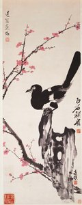 Pflaumenblüten und Elster von Xiao Sun (1883 1944) Zhou Shaoxiang (1880 1954) Qi Baishi