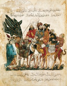 Karawane arabischer Händler, Miniatur aus den Maqamat (Die Treffen) von Al-Hariri, ca. 1240 von Yahya ibn Mahmud Al Wasiti